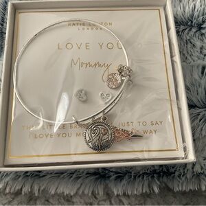 Katie Loxton Silver Charm Bracelet and Earrings